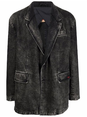 DIESEL Jaket Blazer Denim Hitam Single-Breasted Lelaki. A0407009B8702 Order DIESEL Jaket Blazer Denim Hitam Single-Breasted Lelaki. A0407009B8702