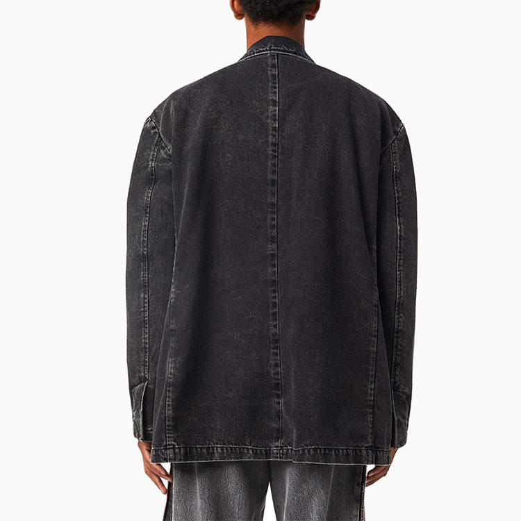 Shop DIESEL Jaket Blazer Denim Hitam Single-Breasted Lelaki. A0407009B8702