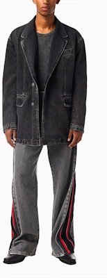 DIESEL Jaket Blazer Denim Hitam Single-Breasted Lelaki. A0407009B8702 Purchase DIESEL Jaket Blazer Denim Hitam Single-Breasted Lelaki. A0407009B8702