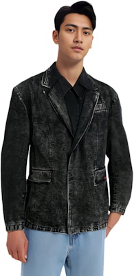 DIESEL Jaket Blazer Denim Hitam Single-Breasted Lelaki. A0407009B8702 Details for DIESEL Jaket Blazer Denim Hitam Single-Breasted Lelaki. A0407009B8702