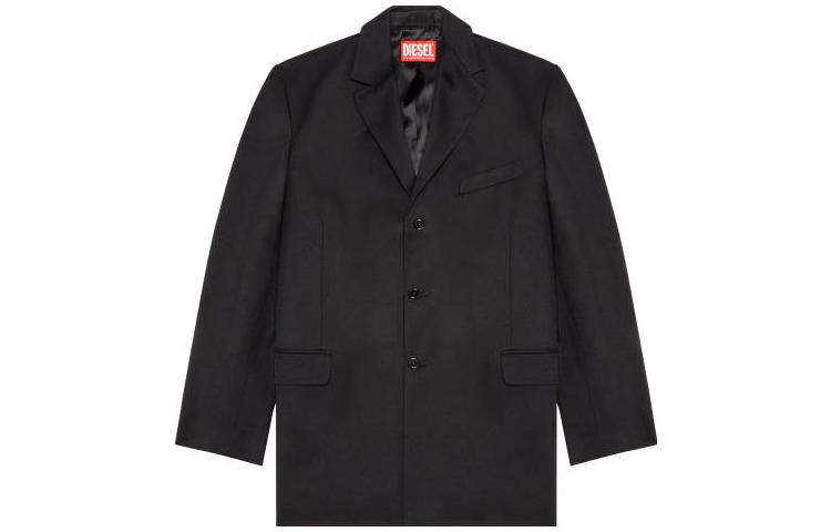 DIESEL  Black Solid Single-Breasted Long Sleeve Jacket A104400CKAQ9XX