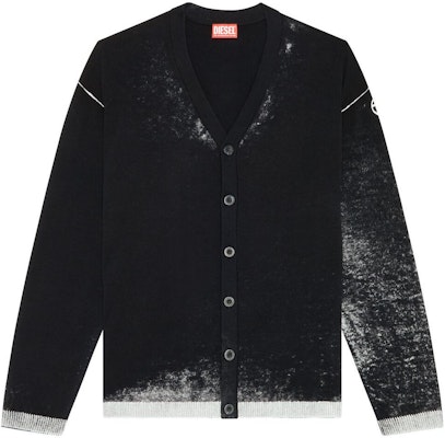 DIESEL Black V-Neck Printed Knit Cardigan A111900BEAR-9XX Buy DIESEL Black V-Neck Printed Knit Cardigan A111900BEAR-9XX