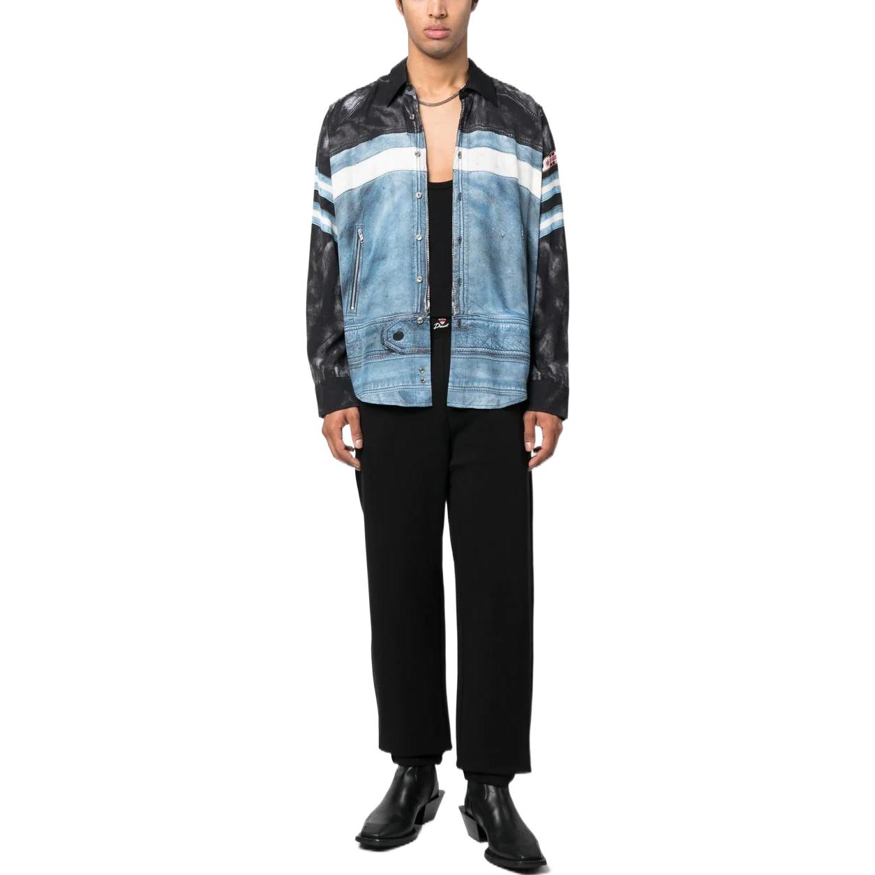 Shop DIESEL ブラック ヴィンテージ カラーブロック 長袖シャツ. A088140BJAL-9XX