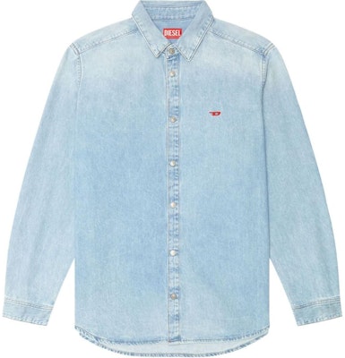 DIESEL Blue Denim Shirt with Embroidered Logo, Long Sleeve, Relaxed Fit. A03534068KC-01 Buy DIESEL Blue Denim Shirt with Embroidered Logo, Long Sleeve, Relaxed Fit. A03534068KC-01