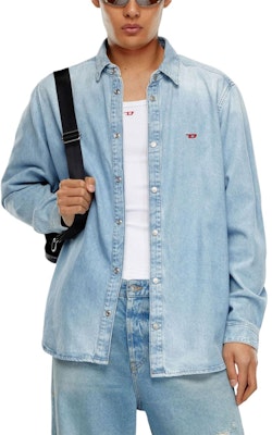 DIESEL Blue Denim Shirt with Embroidered Logo, Long Sleeve, Relaxed Fit. A03534068KC-01 Purchase DIESEL Blue Denim Shirt with Embroidered Logo, Long Sleeve, Relaxed Fit. A03534068KC-01