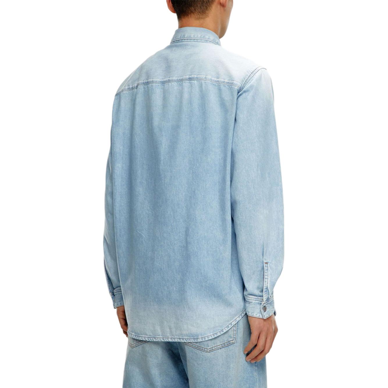 Details for DIESEL  Blue Denim Shirt with Embroidered Logo, Long Sleeve, Relaxed Fit. A03534068KC-01