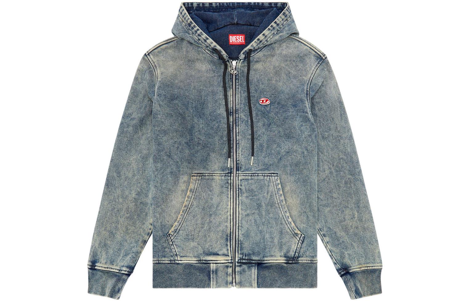 DIESEL  Blue Hooded Zip-Up Oversized Denim Jacket. A03938068EV-01