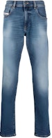 DIESEL Blue Jeans with Belt Loops and Hidden Front Closure. A035580NFAJ-01 DIESEL Blue Jeans with Belt Loops and Hidden Front Closure. A035580NFAJ-01