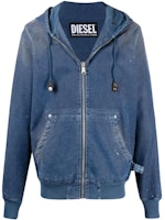 DIESEL Blue Paint-Splattered Hooded Denim Jacket. A027080HCAQ8MG DIESEL Blue Paint-Splattered Hooded Denim Jacket. A027080HCAQ8MG