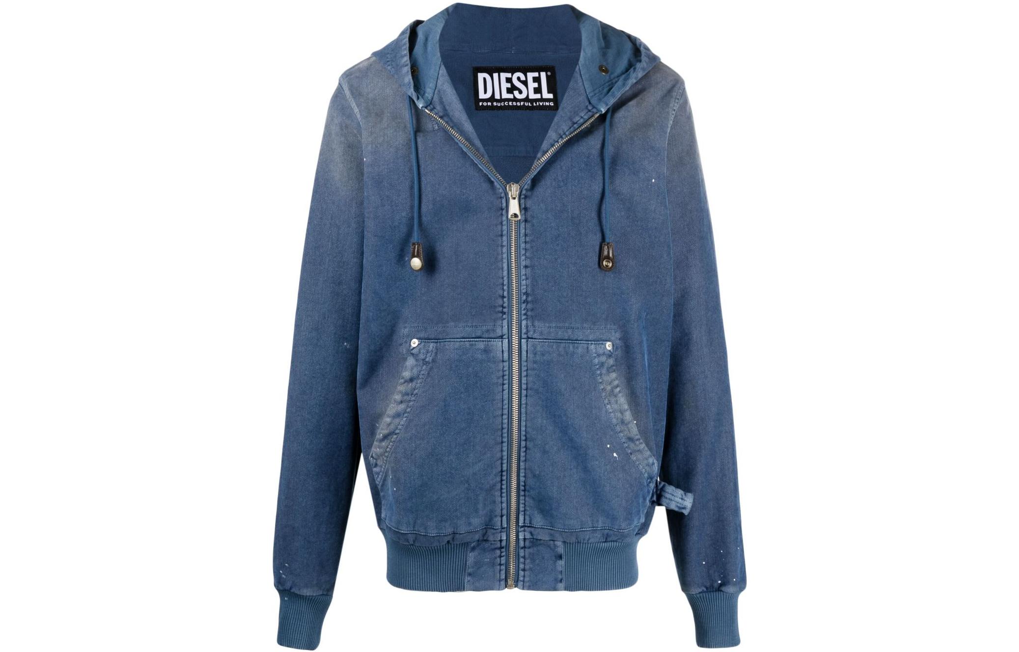 Order DIESEL 蓝色泼漆连帽牛仔夹克. A027080HCAQ8MG