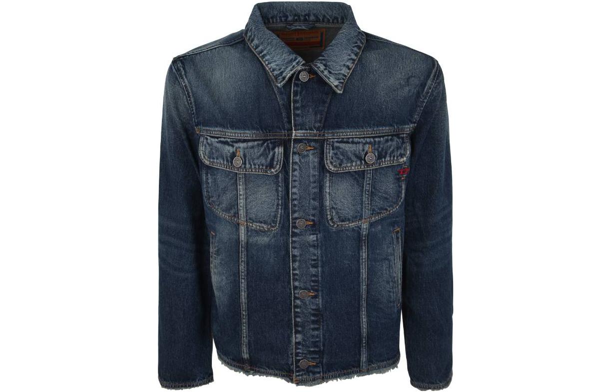 DIESEL  Blue Solid Slim-Fit Long Sleeve Button-Up Jacket. A1139709G9201