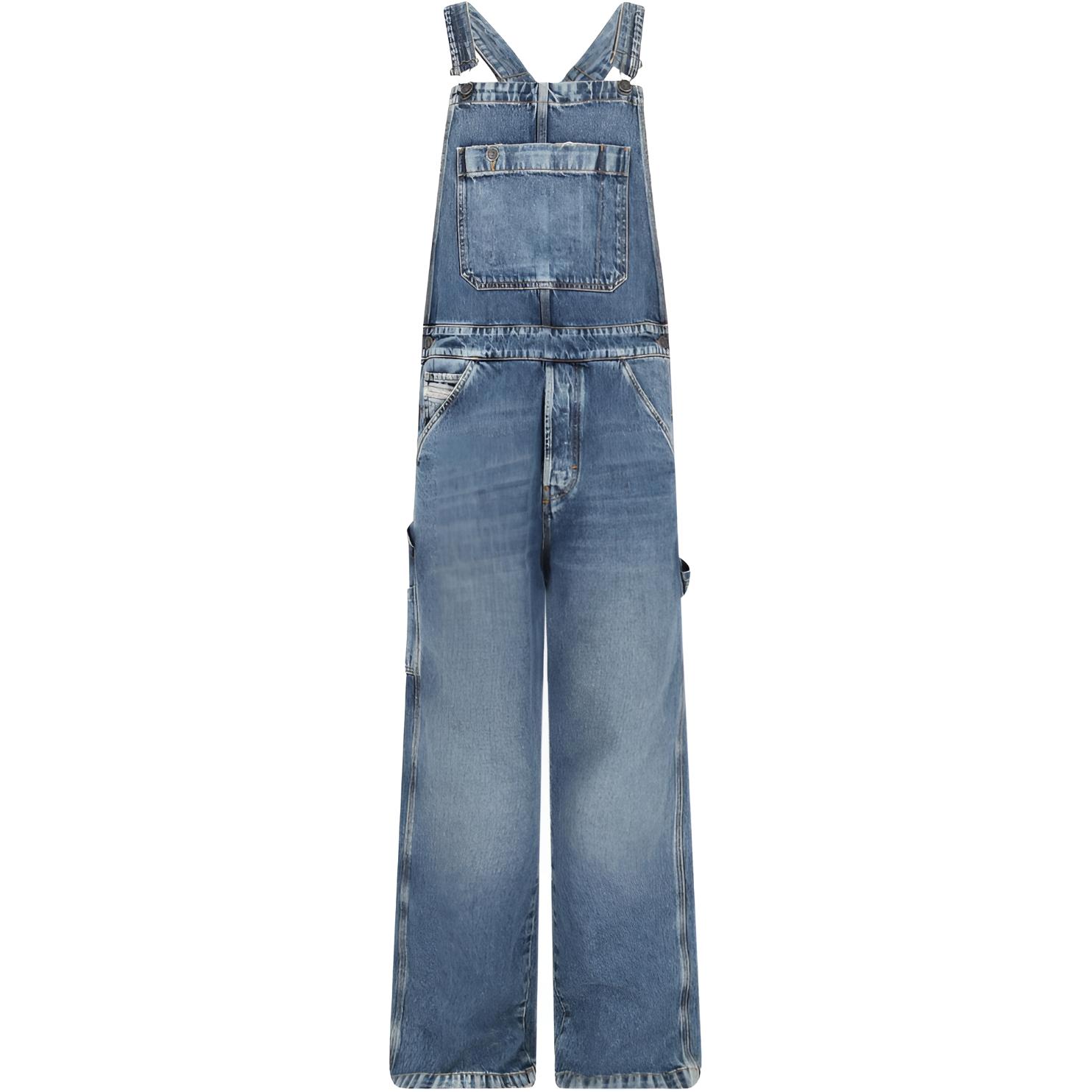 DIESEL  Blue Solid Straight-Cut Overalls A09249007M3-01