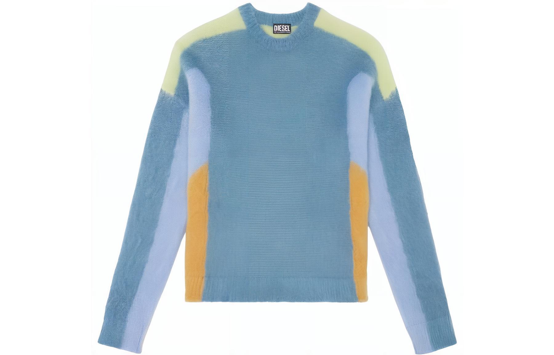 DIESEL  Crewneck Pullover Colorblock Sweater Blue Long Sleeve A094790QWTK-E0213