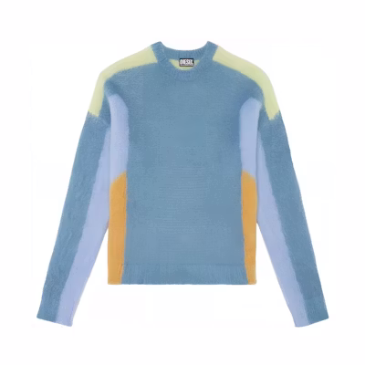 DIESEL Crewneck Pullover Colorblock Sweater Blue Long Sleeve A094790QWTK-E0213