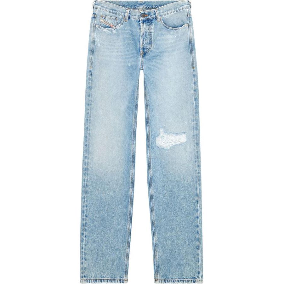 DIESEL  Distressed Button Blue Denim Jeans with Ripped Details. A0356409J80-01
