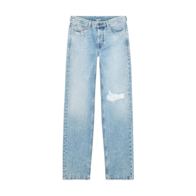 DIESEL Distressed Button Blue Denim Jeans with Ripped Details. A0356409J80-01