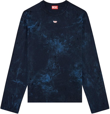 DIESEL Distressed Dyed Crewneck Long Sleeve T-Shirt Blue. A133840KLAC-8ATA Buy DIESEL Distressed Dyed Crewneck Long Sleeve T-Shirt Blue. A133840KLAC-8ATA