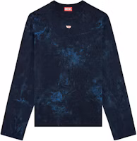 Order DIESEL Distressed Dyed Crewneck Lengan Panjang T-Shirt Biru. A133840KLAC-8ATA