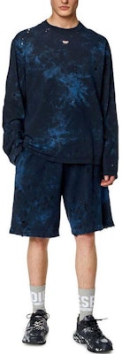 DIESEL Distressed Dyed Crewneck Long Sleeve T-Shirt Blue. A133840KLAC-8ATA Shop DIESEL Distressed Dyed Crewneck Long Sleeve T-Shirt Blue. A133840KLAC-8ATA