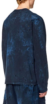 DIESEL Distressed Dyed Crewneck Long Sleeve T-Shirt Blue. A133840KLAC-8ATA Purchase DIESEL Distressed Dyed Crewneck Long Sleeve T-Shirt Blue. A133840KLAC-8ATA