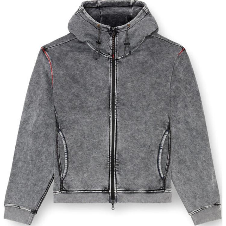 DIESEL  Gray Hooded Zip-Up Raglan Sleeve Jacket. A154410BNDC-9DP