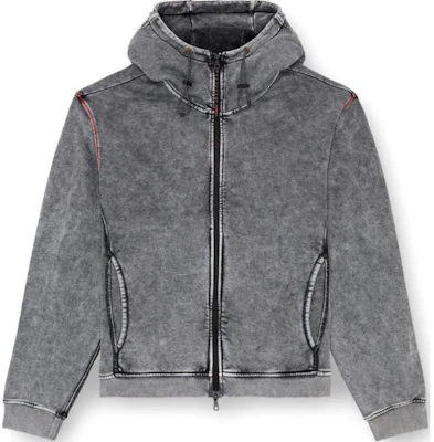 DIESEL Gray Hooded Zip-Up Raglan Sleeve Jacket. A154410BNDC-9DP Order DIESEL Gray Hooded Zip-Up Raglan Sleeve Jacket. A154410BNDC-9DP