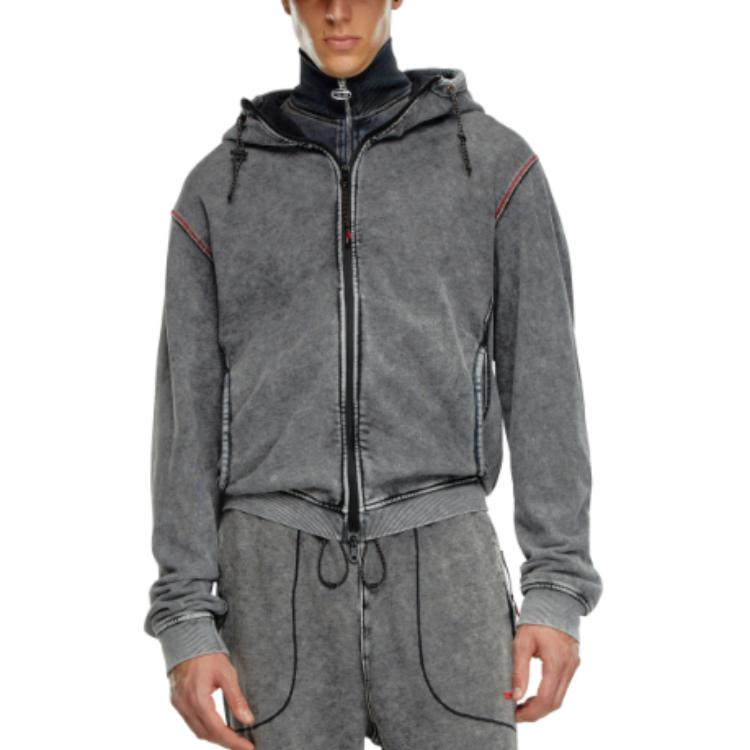 DIESEL  Gray Hooded Zip-Up Raglan Sleeve Jacket. A154410BNDC-9DP 圖 4