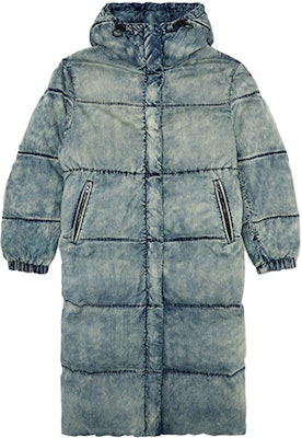 DIESEL Light Blue Faded Long Hooded Cotton Jacket FW24. A153470SKAI-01 Buy DIESEL Light Blue Faded Long Hooded Cotton Jacket FW24. A153470SKAI-01