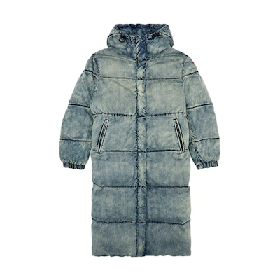 DIESEL Light Blue Faded Long Hooded Cotton Jacket FW24. A153470SKAI-01