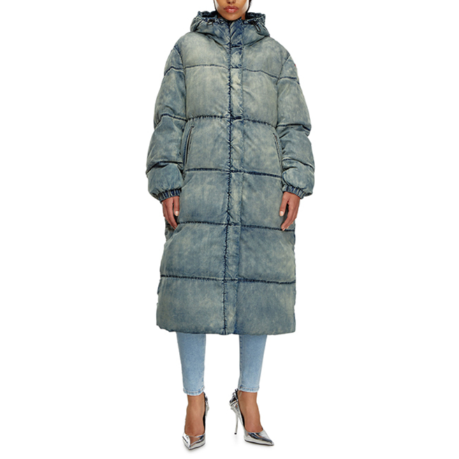 Lookbook DIESEL 淺藍褪色連帽長版棉質外套 FW24. A153470SKAI-01