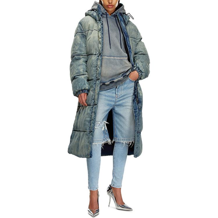 Purchase DIESEL 淺藍褪色連帽長版棉質外套 FW24. A153470SKAI-01