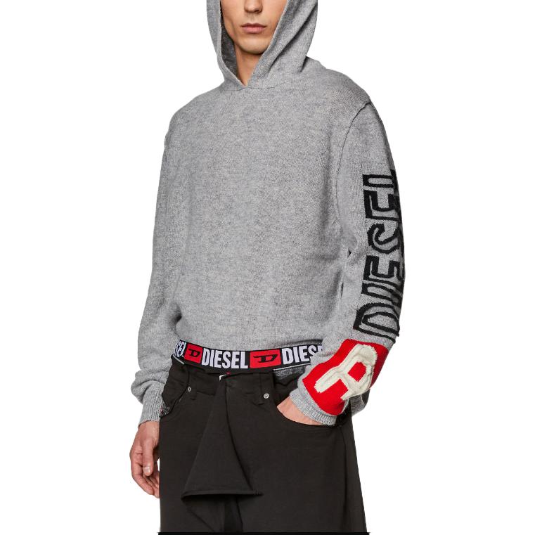 Shop DIESEL 宽松版型标志连帽卫衣 - 灰色 A112230EKAS-96X