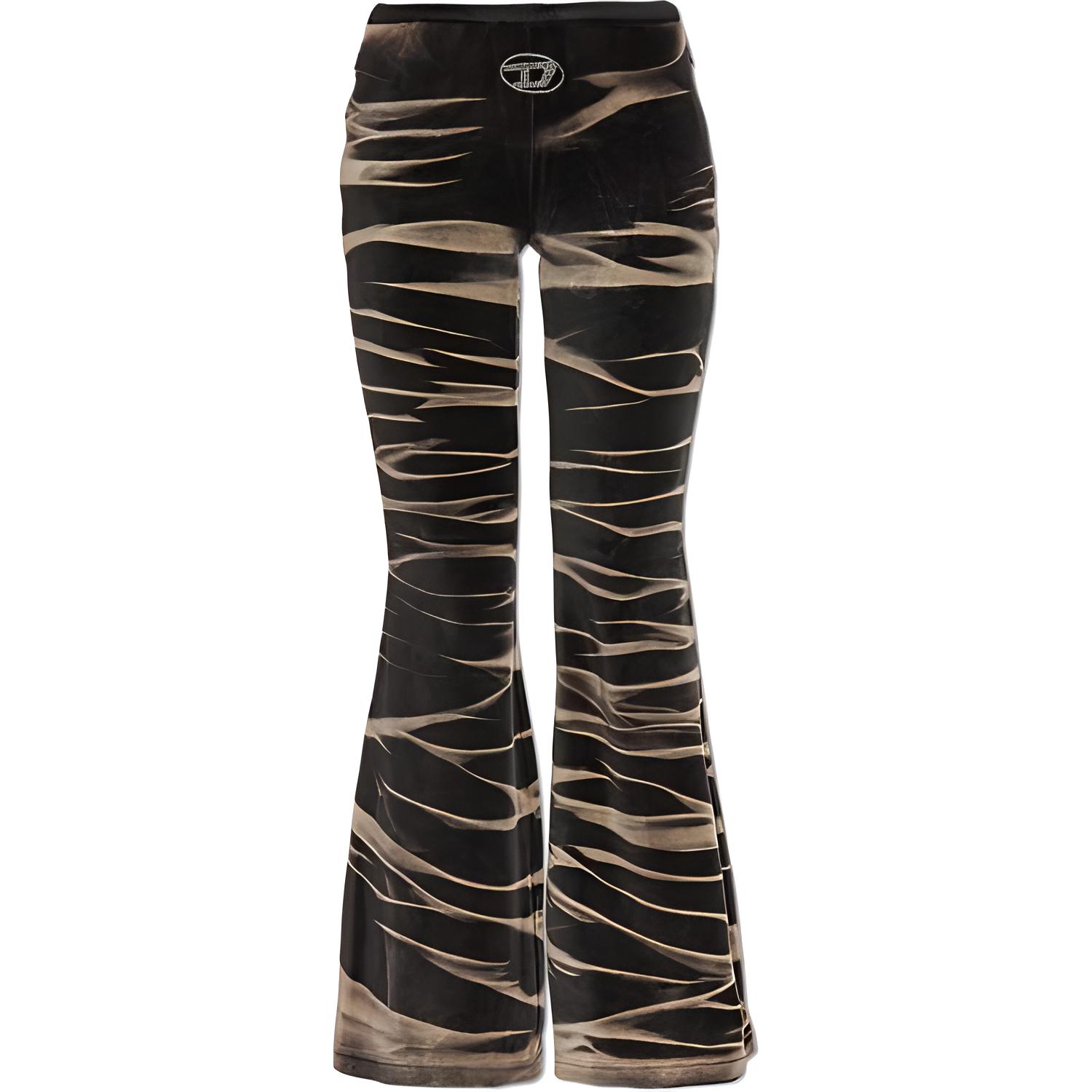 DIESEL  Low-Rise Printed Flared Casual Pants Black A140990BNDT-93R