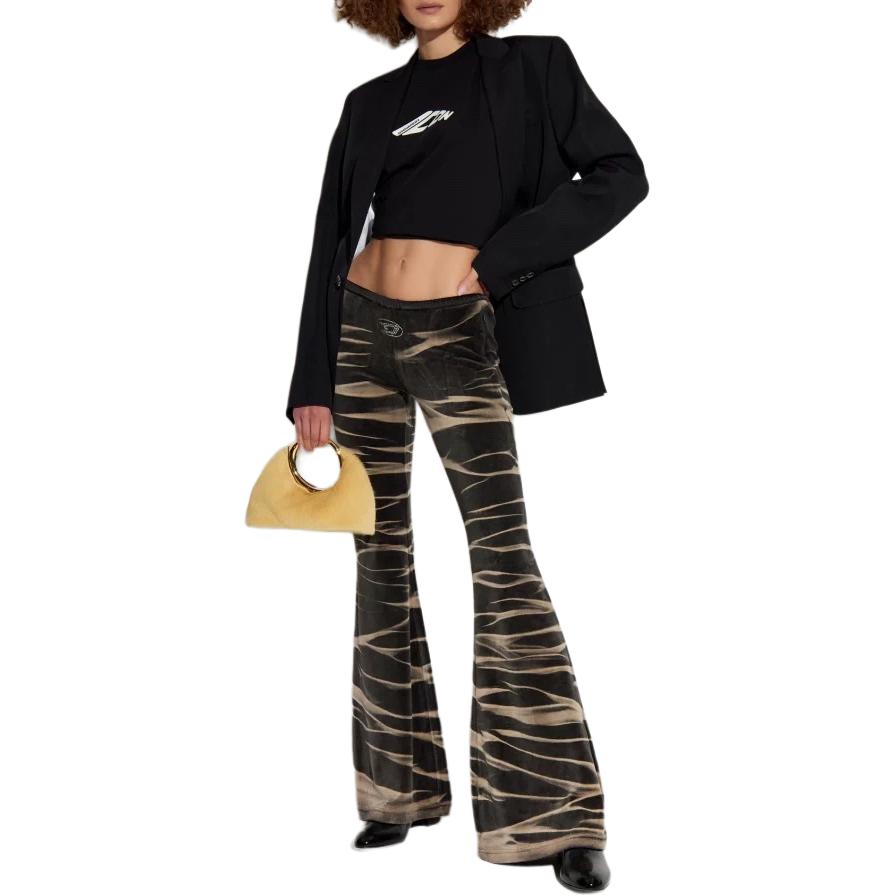 Lookbook DIESEL 低腰印花喇叭休闲裤 黑色 A140990BNDT-93R