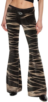 DIESEL Low-Rise Printed Flared Casual Pants Black A140990BNDT-93R Shop DIESEL Low-Rise Printed Flared Casual Pants Black A140990BNDT-93R