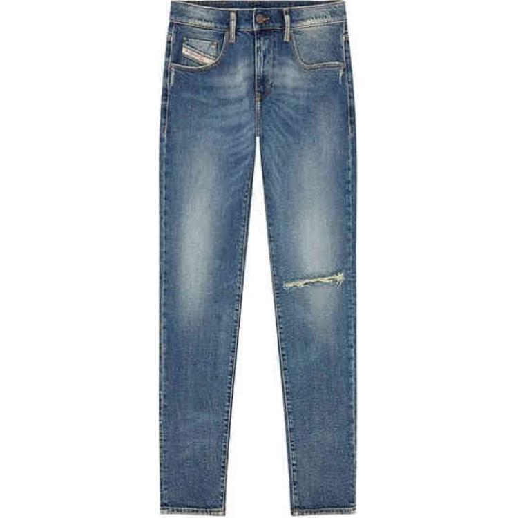 DIESEL  Mid-Rise Slim Fit Faded Straight-Leg Jeans. A03562007M5