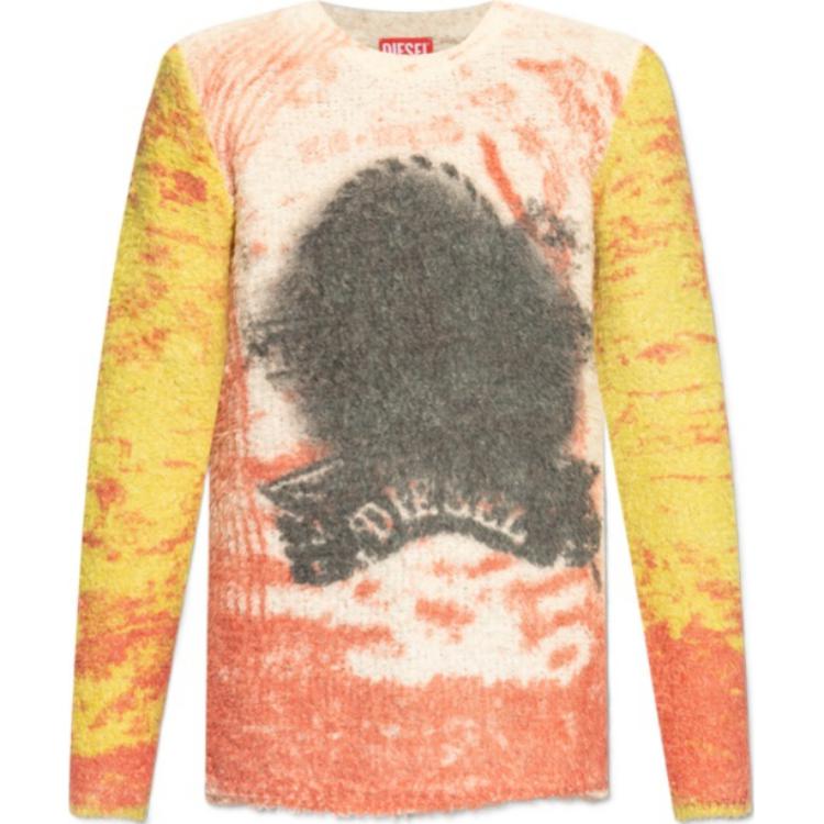 DIESEL  Multicolor Graphic Print Crewneck Long Sleeve Sweater. A169370ABDR-42E