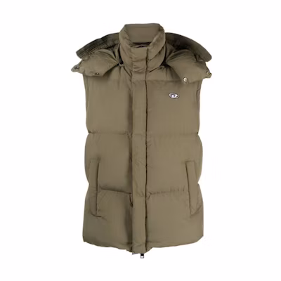DIESEL Olive Hooded Sleeveless Jacket A114680NIAU5AF