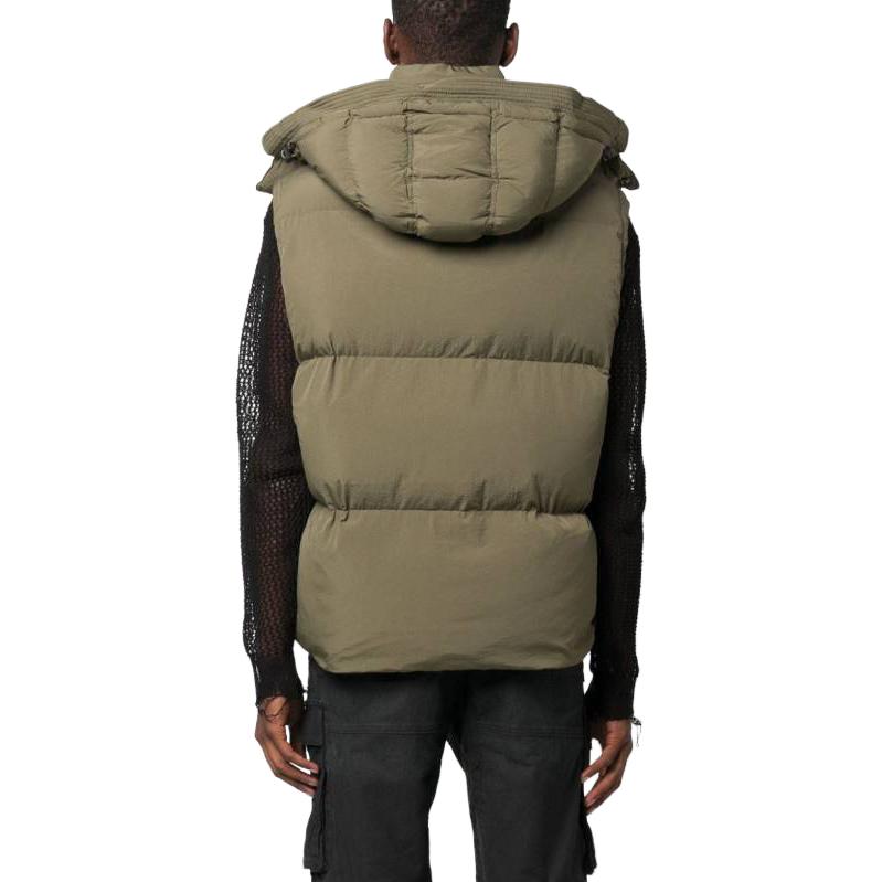 Shop DIESEL 橄榄色连帽无袖夹克 A114680NIAU5AF