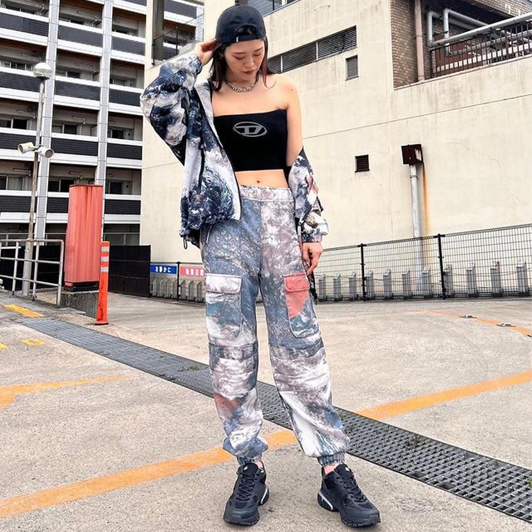 Shop DIESEL Jaket Bertudung Bercetak dengan Poket Sisi - Pelbagai Warna A105840AJAE-9XXA