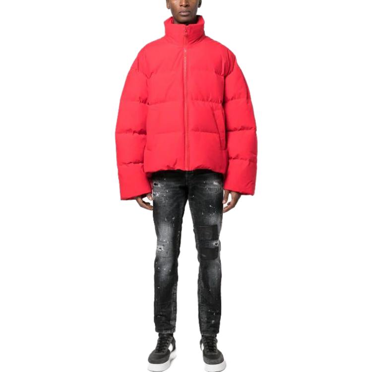 Lookbook DIESEL Jaket Puffer Merah Logo Timbul, Zip-Up untuk Tahun Baru Lunar. A088050BJAJ