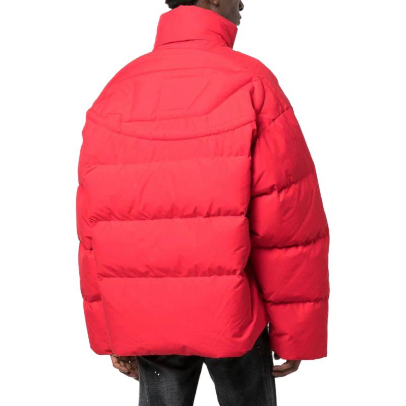Shop DIESEL Jaket Puffer Merah Logo Timbul, Zip-Up untuk Tahun Baru Lunar. A088050BJAJ