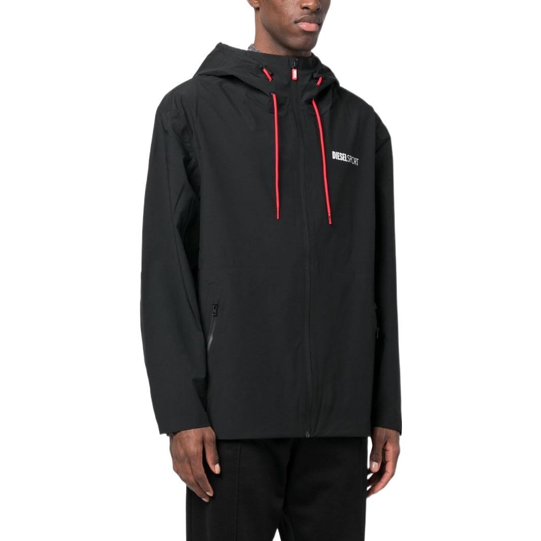 Purchase 디젤 슬림핏 로고 패치 지퍼 자켓 드로스트링 디자인. A095920CGB-P90