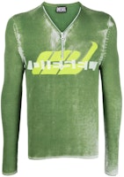 DIESEL Slim Fit V-Neck Zipper Long Sleeve Sweater Green A103570WEAL5KE DIESEL Slim Fit V-Neck Zipper Long Sleeve Sweater Green A103570WEAL5KE