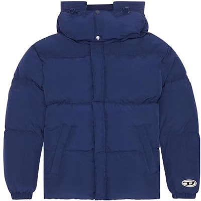 DIESEL 純色連帽拉鍊棉質外套 藍色 410345073002 Buy DIESEL 純色連帽拉鍊棉質外套 藍色 410345073002