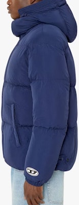 DIESEL 純色連帽拉鍊棉質外套 藍色 410345073002 Shop DIESEL 純色連帽拉鍊棉質外套 藍色 410345073002