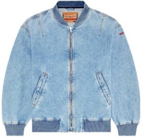 DIESEL Solid Color Zip-Up Jacket Long Sleeve - Blue A1282709I2-901 DIESEL Solid Color Zip-Up Jacket Long Sleeve - Blue A1282709I2-901