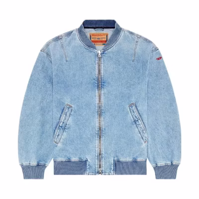 DIESEL Solid Color Zip-Up Jacket Long Sleeve - Blue A1282709I2-901