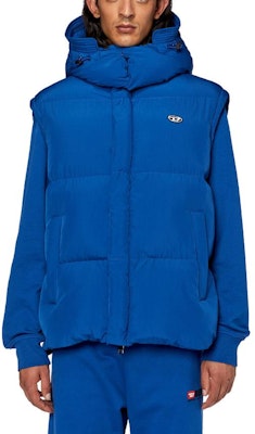 DIESEL ソリッドロゴ 取り外し可能フード ベスト - ブルー A106020AEAI-8EK Lookbook DIESEL ソリッドロゴ 取り外し可能フード ベスト - ブルー A106020AEAI-8EK