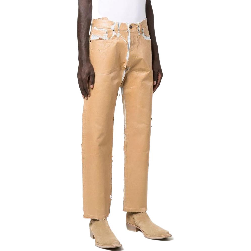 Shop DIESEL ストレートフィット ダメージデニムジーンズ A05959007B701